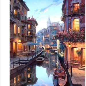 DAYONG DIY Oil Painting Paint by Number Kit for Adult Kids 16x20 Inch, Drawing Colourful Canvas with Brushes Decor Decorations Gifts (Venice Night 1)